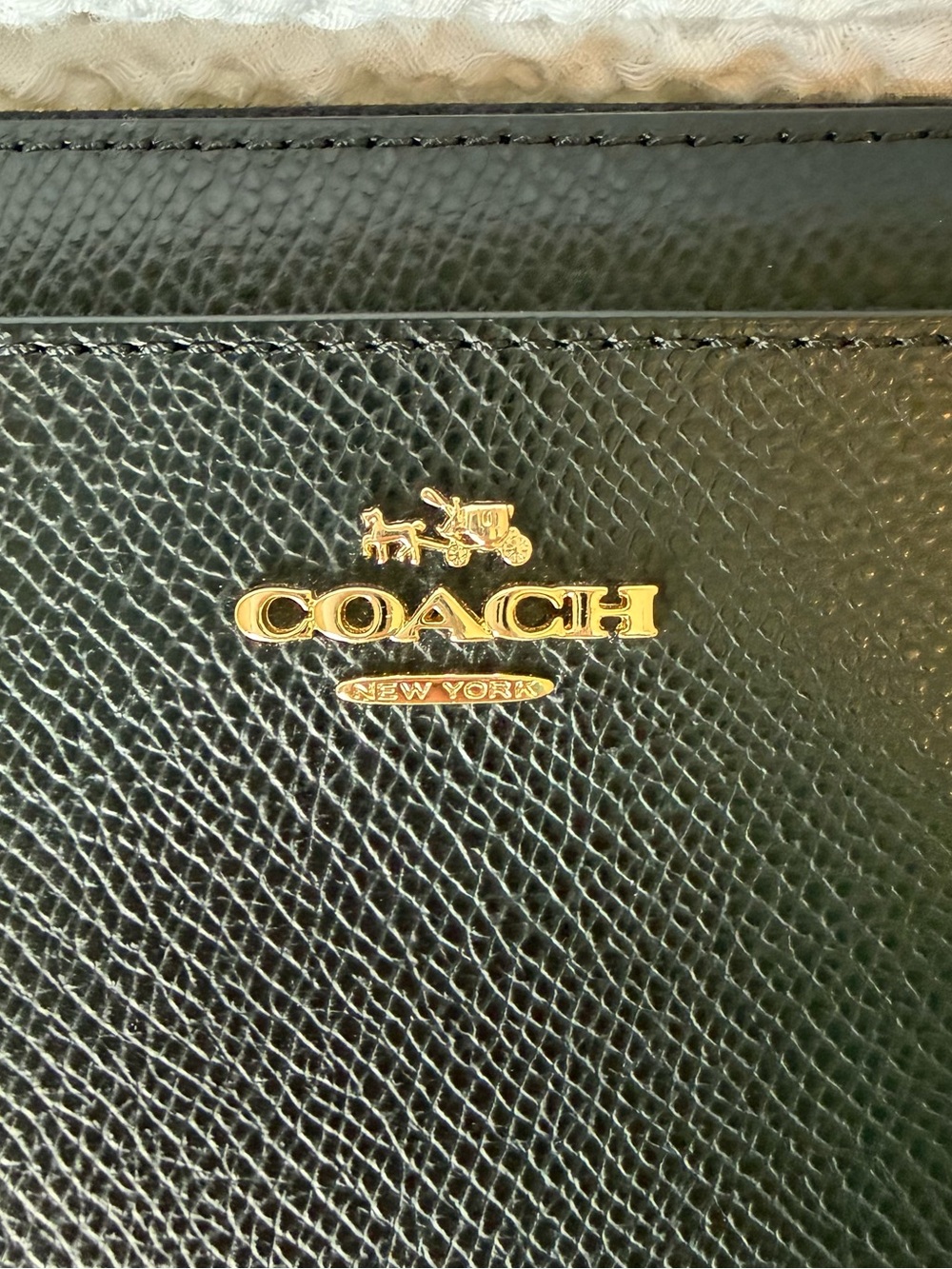 Coach Black Pebbled Zip-Around Wallet with Gold Logo - Picture 7 of 9